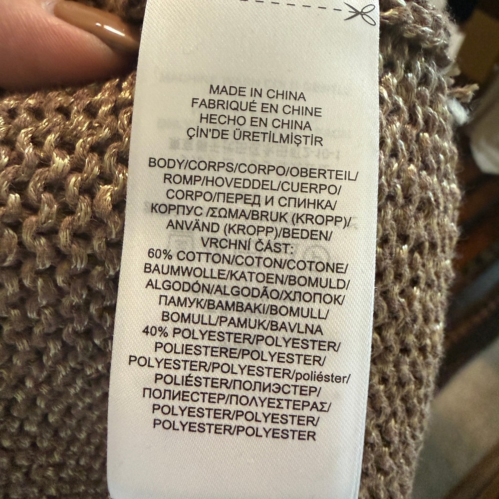 Lauren Ralph Lauren Womens Bronze Gold Metallic Knit Crew Neck Sweater SP - Picture 6 of 9